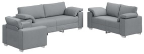 Set divano 3 pezzi con cuscini grigi chiari