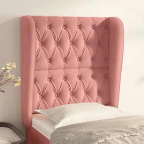 Testiera Ad Orecchio Rosa 83x23x118/128 Cm İn Velluto /