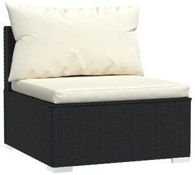 Set divani da giardino 14 pz con cuscini in polyrattan nero