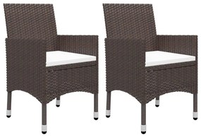 Set da pranzo da giardino 3 pz marrone in polyrattan e vetro
