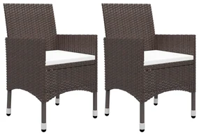 Set da pranzo da giardino 3 pz marrone in polyrattan e vetro