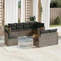 Set Divano da Giardino 8 pz con Cuscini Grigio in Polyrattan 3227005