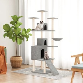 Albero per gatti con tiragraffi in sisal grigio chiaro 175 cm