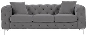 Divano Chesterfield a 3 posti in Velluto Antracite - EDWINA
