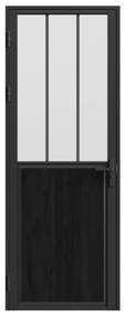 Blocco porta reversibile H204 x L93 cm in Alluminio e Vetro temperato smerigliato Nero  stile atelier - ERMELO
