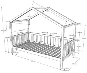 Letto per bambini in legno di pino bianco, 90 x 200 cm Dallas - Vipack