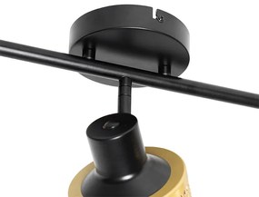 Faretto industriale nero con oro 3 luci - Kayden