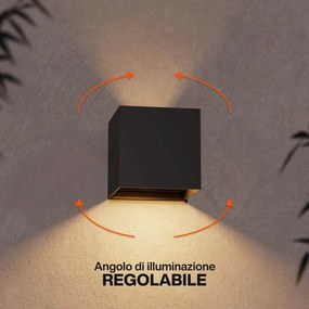 Applique LED Cubo 10W IP65 Nero - 2CCT Colore Bianco Variabile CCT