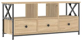 Mobile tv rovere sonoma 102x33x45 cm legno multistrato e ferro