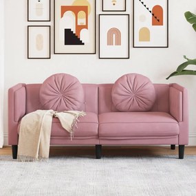 Divano A 2 Posti Con Cuscini Rosa İn Velluto /