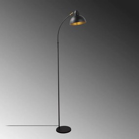 Lampada da terra nera con paralume in metallo (altezza totale 162 cm) Varzan – Opviq lights
