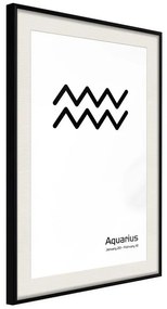 Poster  Zodiac: Aquarius II  Cornice Quadri Cornice nera con pass-partout, Larghezza x Altezza Home decor 30x45