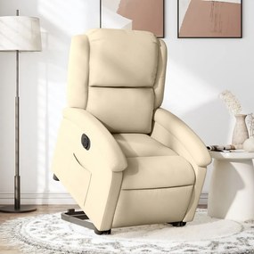 Poltrona Alzapersona Reclinabile Elettrica Crema İn Tessuto /