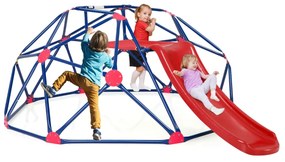 Costway Cupola di arrampicata e set da gioco con scivolo, Parco giochi per bambini capacità di carico di 180KG