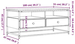 Tavolino da Salotto Rovere Sonoma 100x51x45cm Legno Multistrato