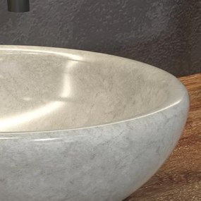 Lavabo in marmo colore crema 40cm con bordo arrotondato | Litos-SC40 - KAMALU