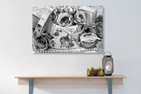 Quadro su tela – Stile romantico vintage in bianco e nero