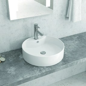 Kamalu - Lavabo rotondo da appoggio diametro 46cm in ceramica bianca | Litos-446