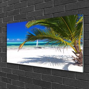 Quadro in vetro Spiaggia Palma Paesaggio 100x50 cm