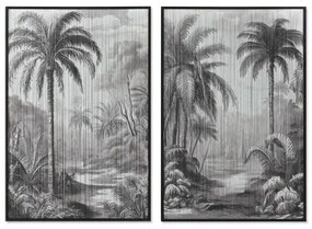 Quadro Home ESPRIT Bianco Nero Palme Tropicale 80 x 3 x 120 cm (2 Unità)