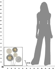 Pannello Decorativo a Fiori Sqity 50x3,8x50 Cm In Ferro Multicolore