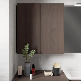 Pensile bagno Jnka legno noce in truciolare SENSEA, 2 ante apertura da destra e sinistra P 20 x L 70 x H 75 cm