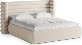 Letto matrimoniale imbottito beige con contenitore con rete inclusa 160x200 cm Mount – Micadoni