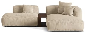 Divano angolare componibile beige (con penisola a destra/con chaise lounge) con rivestimento in velluto Martina – Micadoni