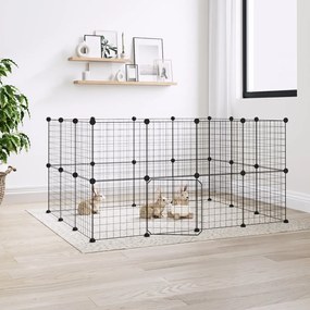Gabbia per animali 28 pannelli con porta nero 35x35 cm acciaio