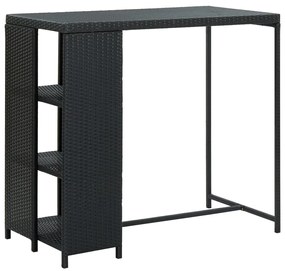 Tavolo Da Bar Con Ripiani Nero 120x60x110 Cm İn Polyrattan /