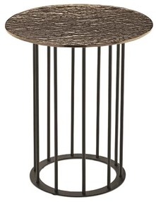 Tavolino tondo D45 cm con base in metallo Nero e piano in vetro martellato Bronzo MUTE