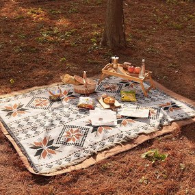 Coperta da picnic in stile BOHO con motivo azteco 130 x 180 cm