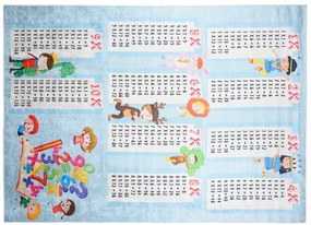 Tappeto per bambini con un motivo di bambini e una piccola tabella di moltiplicazione Larghezza: 80 cm | Lunghezza: 150 cm