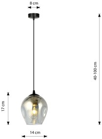Lampadario a Sospensione in Acciaio e Vetro ISTAR Nero E27 Colore delle Sfere Grafite