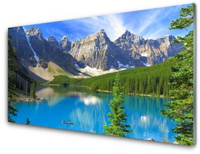 Pannello rivestimento parete cucina Paesaggio della foresta di montagna del lago 100x50 cm