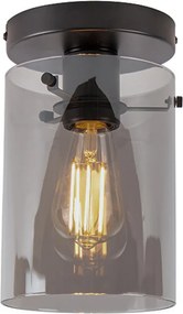 Plafoniera di design nera con vetro fumé - Dome