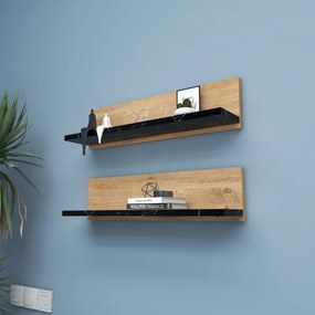Set da 2 mensole SHELFIE in pino/nero