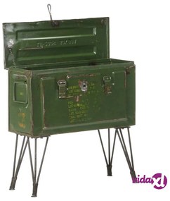 vidaXL Baule Portaoggetti Stile Militare 68x24x66 cm Ferro
