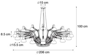 Lampada a sospensione industriale nera 16 luci regolabili - Hobby Spinne