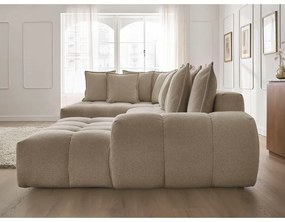 Divano angolare grigio tortora allungabile e con contenitore (penisola a sinistra/a U) con rivestimento in ciniglia Everest – Bobochic Paris