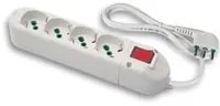 Multipresa bipasso Schuko con interruttore luminoso, colore bianco, 4 prese 2P+T 16A, cavo 3x1,0 mmq lungo 1,5 metri