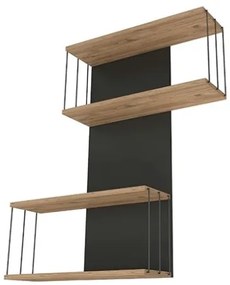 Mensola In Stile Industrial 65x19x96 Antracite E Legno Ellie