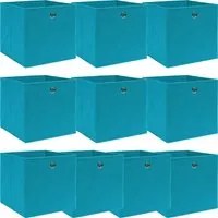 Scatole Portaoggetti 10pz Azzurre 32x32x32 cm Tessuto 288375