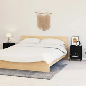 Comodini 2 pz neri 40x30x54,5 cm acciaio e vetro