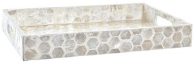 Vassoio per aperitivi DKD Home Decor Mosaico Bianco Madreperla Boho (30 x 20 x 4 cm)