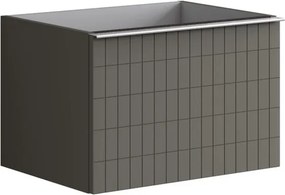 Mobile da bagno sospeso sotto lavabo Pixel grid 2 cassetti L 60 x H 40 x P 45.5 cm grigio carbone laccato opaco, con maniglia alluminio brillante