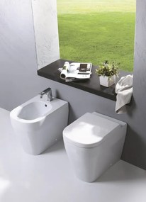 Coppia sanitari scarico a pavimento OLYMPIA CERAMICA tuttoevo bianco lucido WC: P 44 x L 36 x H 27 cm, bidet: P 26 x L 32 x H 24 cm