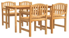 Set da pranzo per giardino 5 pz in legno massello di teak