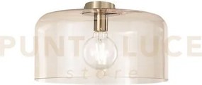 Plafoniera gibus ambra 1 luce attacco e27 40x40x23cm in vetro soffiato