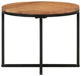 Tavolino salotto 45x45x35cm in legno massello di acacia e ferro